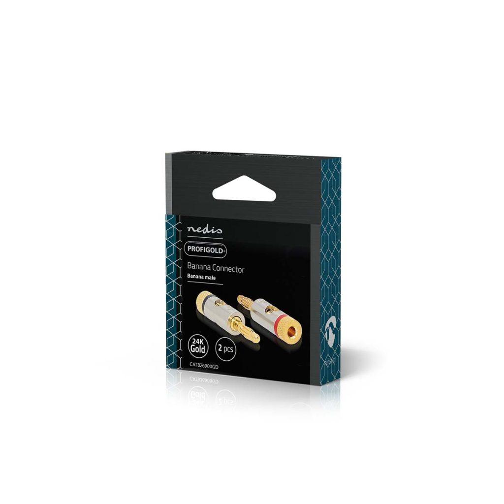 Set Conectori Banana Tata 2buc Profesional Aluminiu Metal Profigold Nedis Catb26900gd