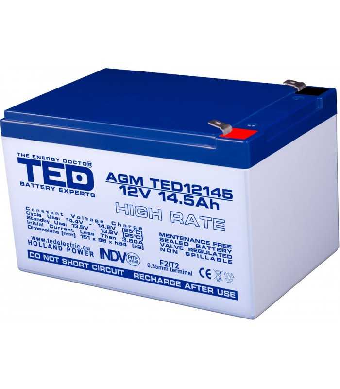 Acumulator 12V 14.5A AGM VRLA High Rate 151x98x95mm F2 TED Battery Expert Holland