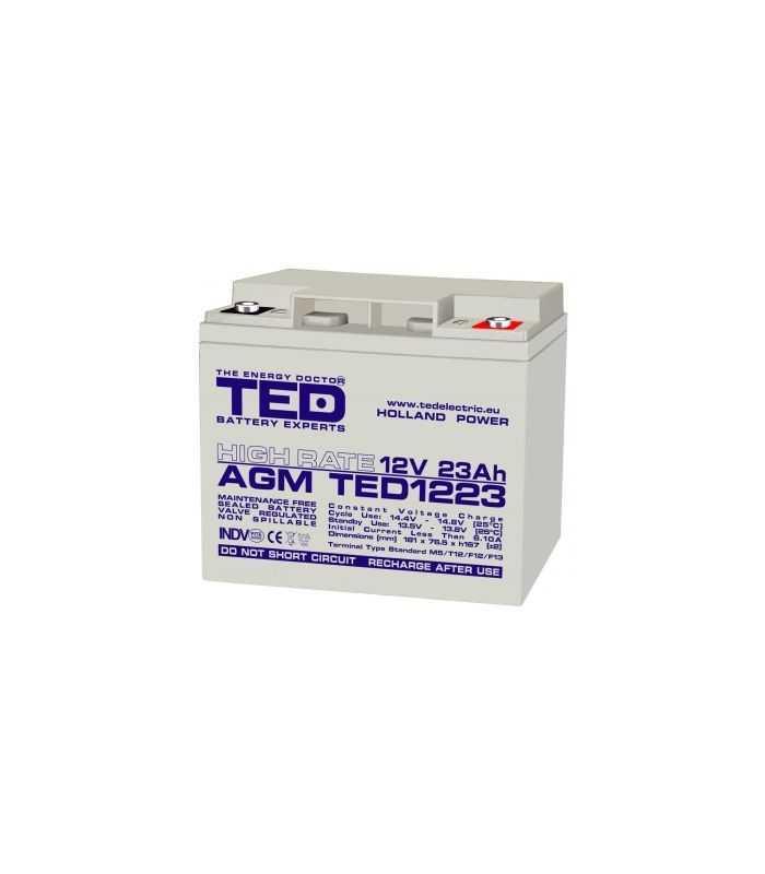 Acumulator 12V 23A AGM VRLA High Rate 181x76x167mm M5 TED Battery Expert Holland