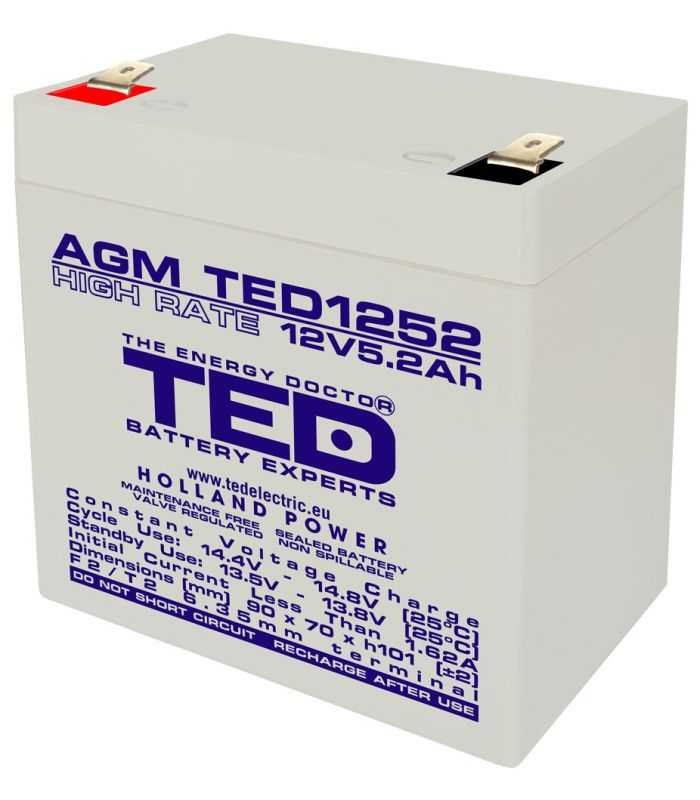 Acumulator 12V 5.2Ah High Rate VRLA AGM Battery TED1252HRF2