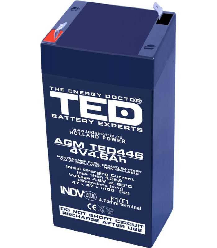 Acumulator 4v 46ah 47x47xh1006mm Agm Battery Ted446f1 Ted002853