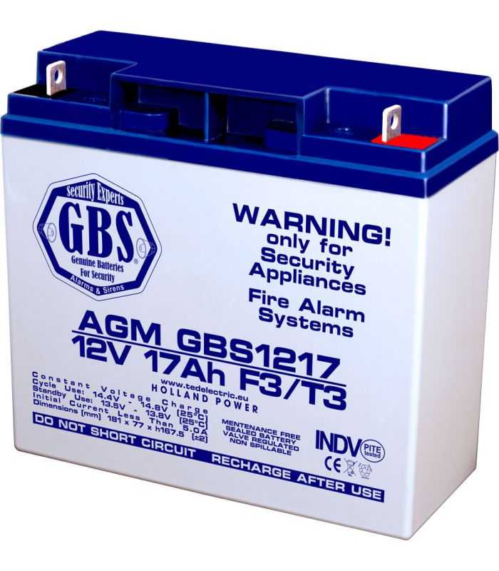 Acumulator Agm Vrla 12v 17ah Plumb Acid 181x76x167mm T3 Terminal Gbs1217t3 Ted002679