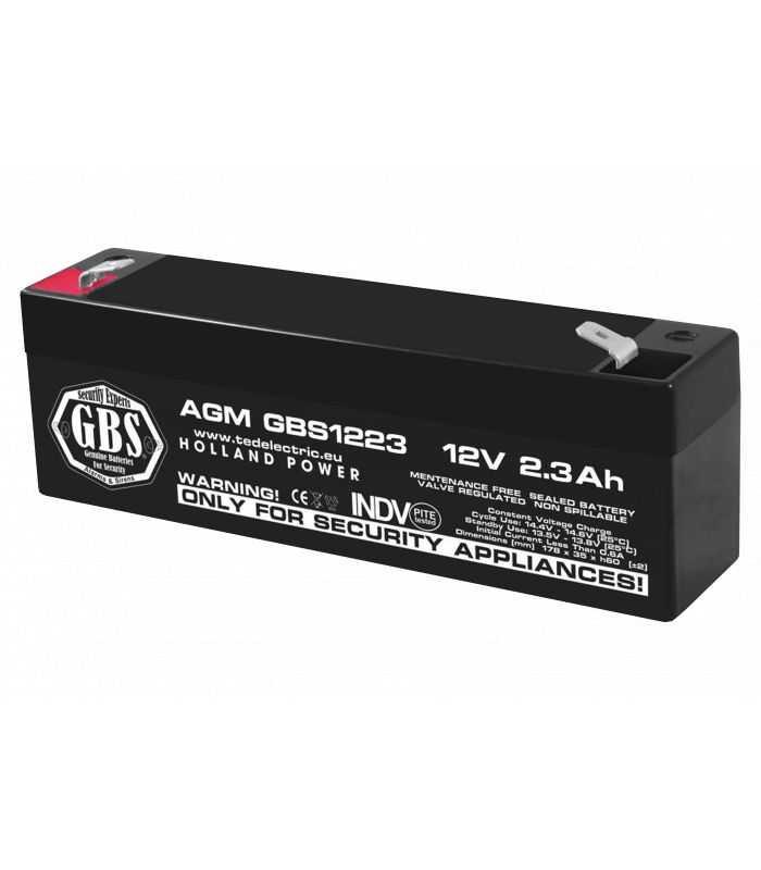 Acumulator AGM VRLA 12V 2.3Ah plumb acid 178x34x60 mm F1 terminal GBS1223F1 TED003614