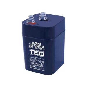 Acumulator AGM VRLA 6V 5.3A 67mm x 67mm x h 97mm cu arcuri tip 4R25 TED Battery Expert Holland