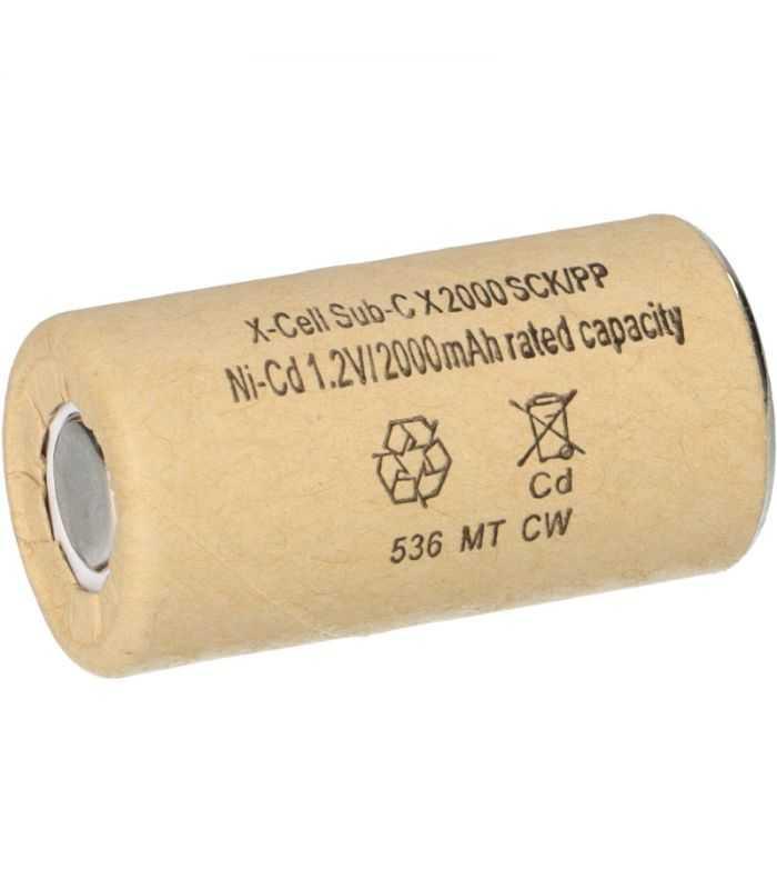 Acumulator industrial plat Ni-Cd 2000mAh 23x43mm X-Cell Sub-C X2000 SCK/PP