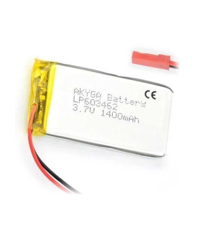 Acumulator Lithium Poliymer 06031 1400mah 1s 37v Fir Cu Conector Jst Bec 62x34x6mm Akyga Battery