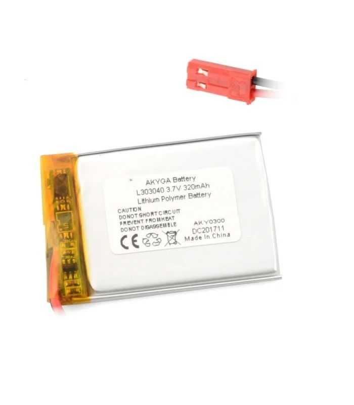 Acumulator Lithium Poliymer 12207 320mAh 1S 3.7V conector JST-BEC 40x30x3mm AKYGA Battery