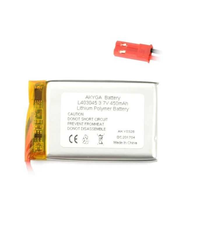 Acumulator Lithium Poliymer 12209 450mah 1s 37v Conector Jst Bec 45x30x4mm Akyga Battery