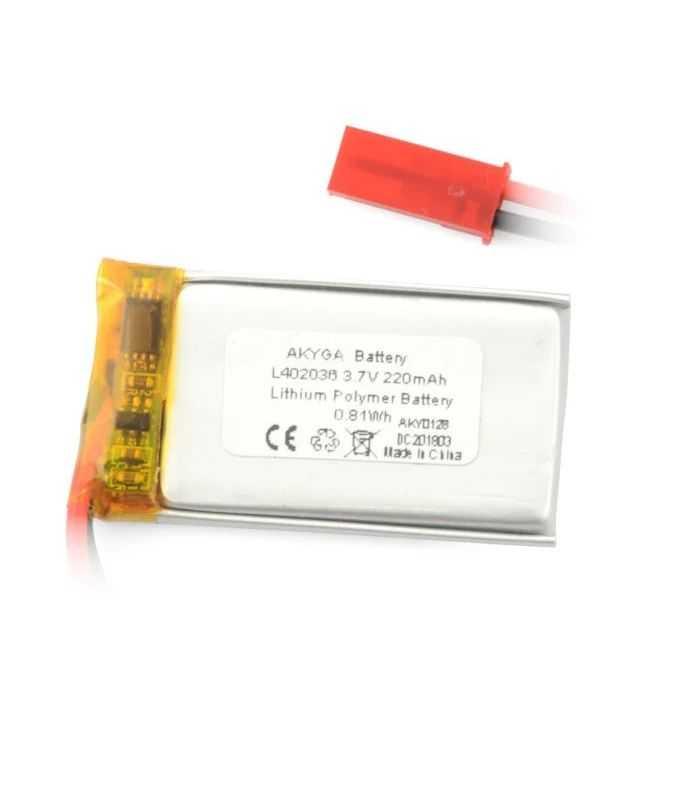 Acumulator Lithium Poliymer 12210 220mah 1s 37v Conector Jst Bec 36x20x4mm Akyga Battery
