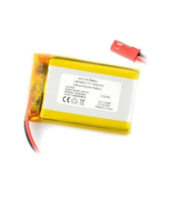 Acumulator Lithium Poliymer 12212 1600mAh 1S 3.7V conector JST-BEC 50x34mm AKYGA Battery