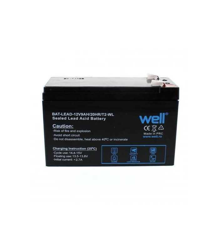 Acumulator plumb acid 12V 9AH cu borne late T2 6.3mm Well BAT-LEAD-12V9AH/T2-WL