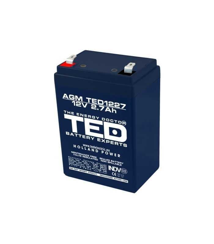 Acumulator plumb acid AGM 12V 2.7Ah F1 (4.8mm) TED1227F1
