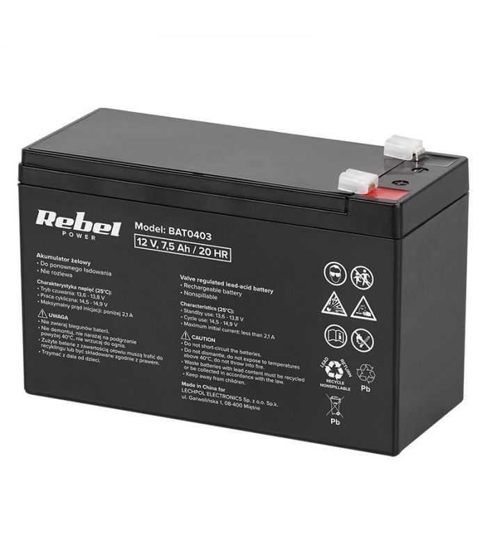 Acumulator stationar SLA 12V 7.5Ah gel plumb Rebel