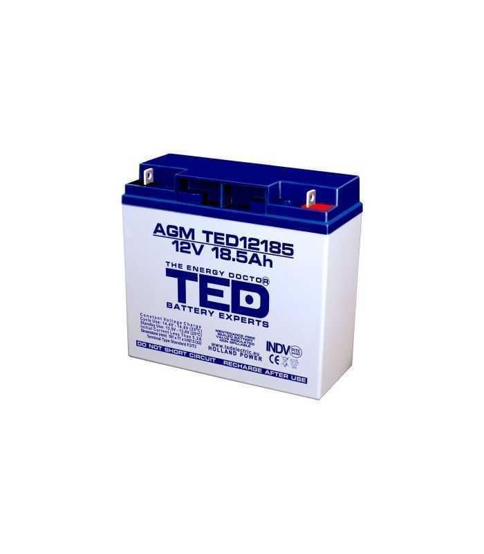 acumulator ted 12v 185ah agm plumb acid terminal t3 181mm x 76mm x h167mm 1