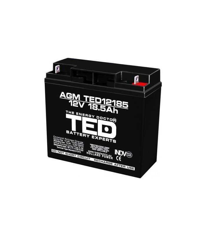 Acumulator TED 12V 18.5Ah AGM plumb acid terminal T3 181mm x 76mm x h167mm