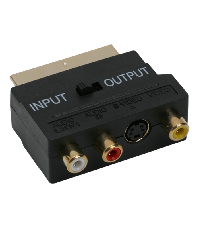 Adaptor 3x RCA si S-vhs la Scart tata aurit