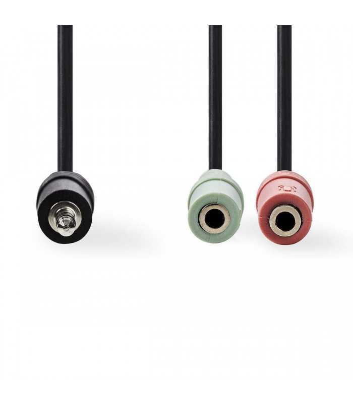 adaptor audio pentru casti jack 35 mm tata 2x 35 mm mama 02m negru nedis 1