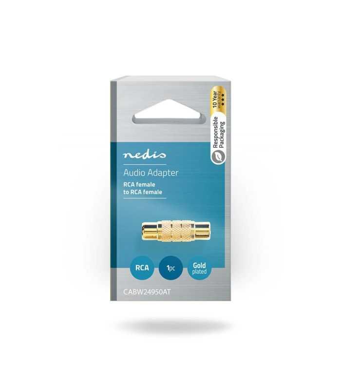 Adaptor Audio Profesional Mono Rca Mama Rca Mama Metal Aurit 1buc Nedis Cabw24950at