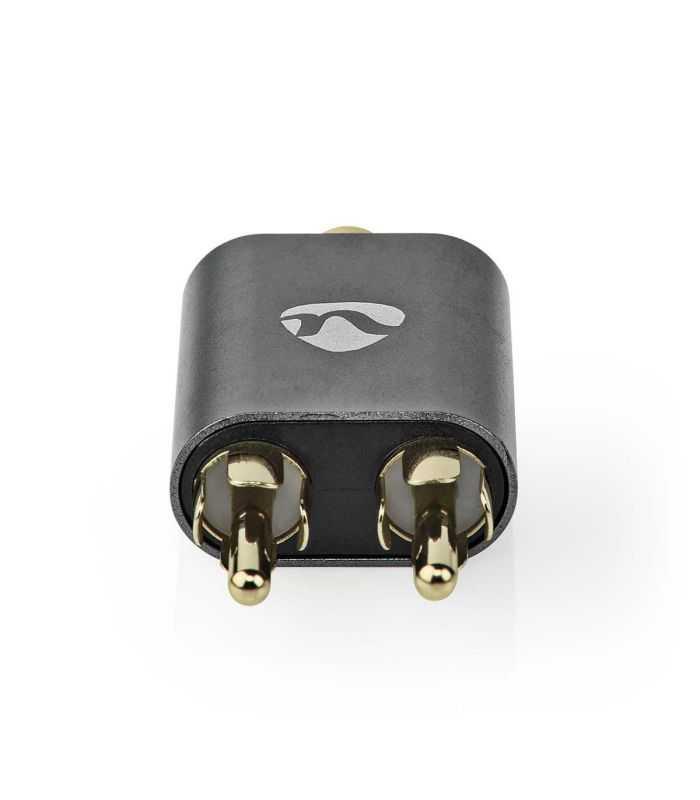 Adaptor Audio Profesional Stereo 2x Rca Tata Jack 35 Mm Mama Fabritallic Nedis Gri Metal Catb22255al