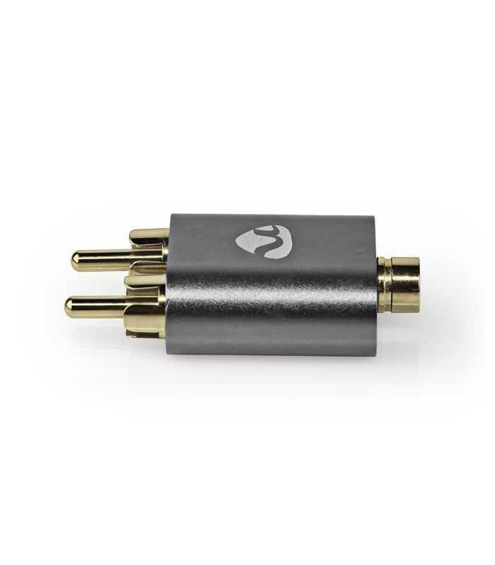 Adaptor Audio Profesional Stereo 2x Rca Tata Jack 35 Mm Mama Fabritallic Nedis Gri Metal Catb22255al
