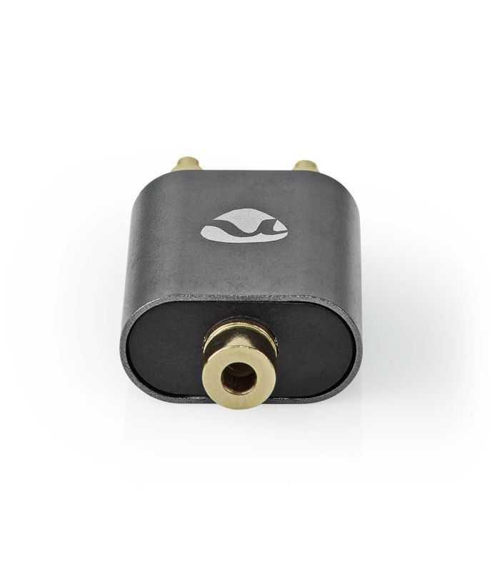 Adaptor Audio Profesional Stereo 2x Rca Tata Jack 35 Mm Mama Fabritallic Nedis Gri Metal Catb22255al