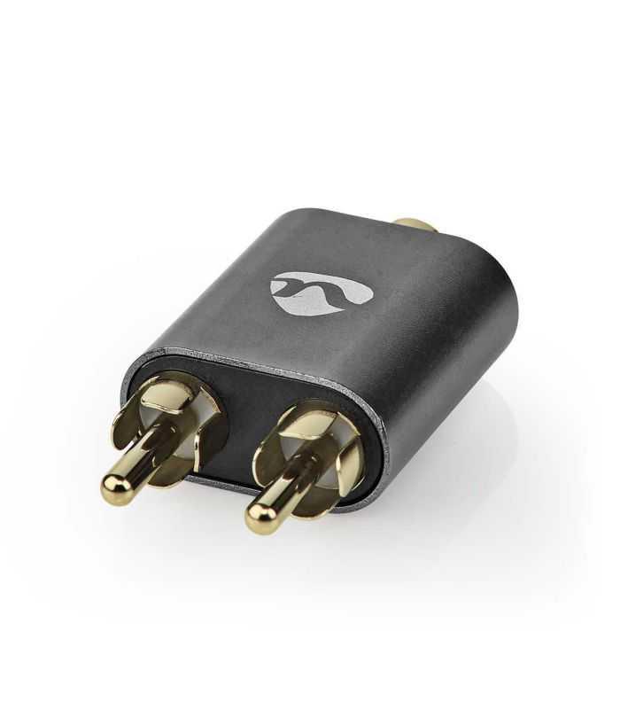 Adaptor Audio Profesional Stereo 2x Rca Tata Jack 35 Mm Mama Fabritallic Nedis Gri Metal Catb22255al