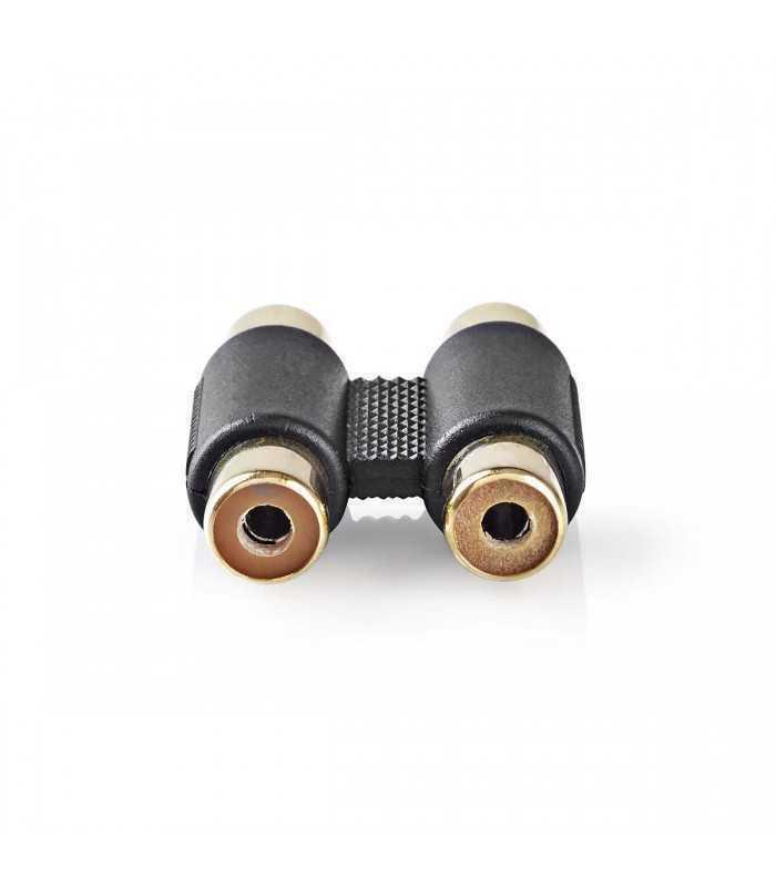 adaptor audio stereo 2x rca mama 2x rca mama aurit 1buc nedis 1