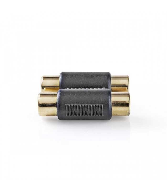 adaptor audio stereo 2x rca mama 2x rca mama aurit 1buc nedis 3
