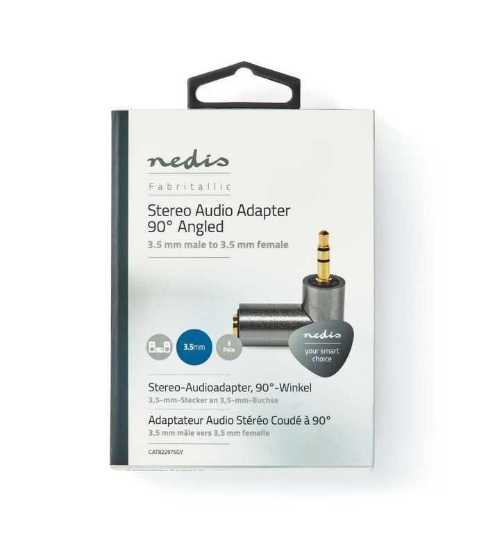 Adaptor Audio Stereo Profesional Jack 35 Mm Tata Jack 35 Mm Mama 90 Grade Metal Fabritallic Nedis Catb22975gy
