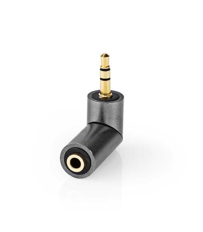 Adaptor audio stereo PROFESIONAL Jack 3.5 mm tata - Jack 3.5 mm mama 90 grade metal Fabritallic Nedis CATB22975GY