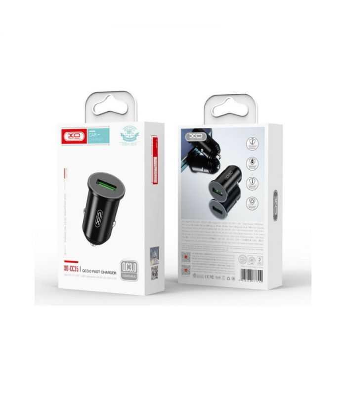Adaptor Auto 1x Usb Qc 3a 18w Negru Xo Cc35 Ixadacarcc35neg