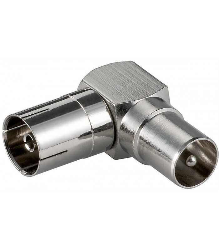 Adaptor coaxial mama - coaxial tata 90 grade metal Goobay