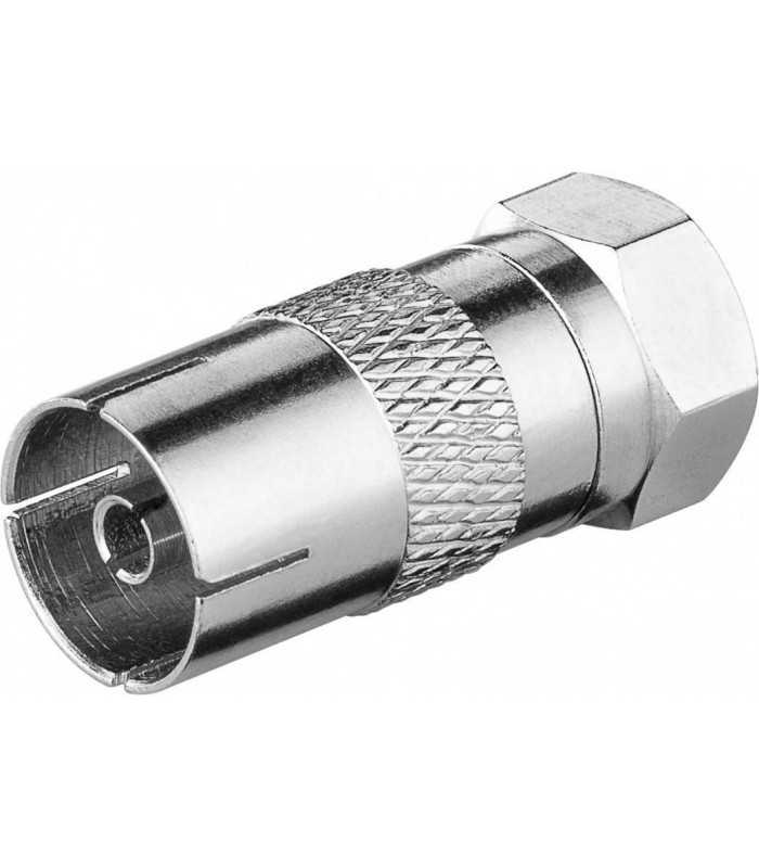 adaptor coaxial tv mama f tata din cupru goobay 1