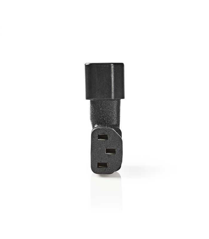 Adaptor Conector Alimentare Iec 320 C13 Mama Iec 320 C14 Tata La 90 Grade Negru Nedis