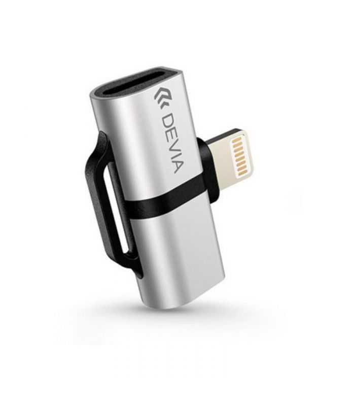 Adaptor conector Ligtning iPhone - 2x iPhone Aluminiu Devia 326530