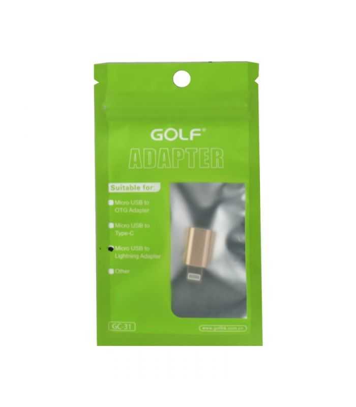 adaptor conector mama micro usb iphone ligtning tata auriu golf 1