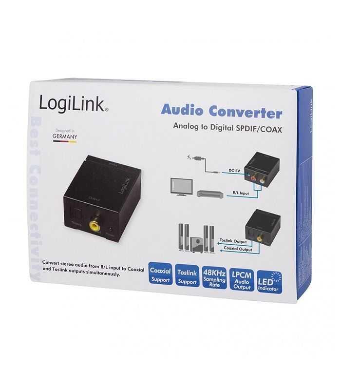 Adaptor convertor analogic-digital Intrare 2xRCA mama - Toslink/ Coaxial Didital audio LOGILINK CA0102