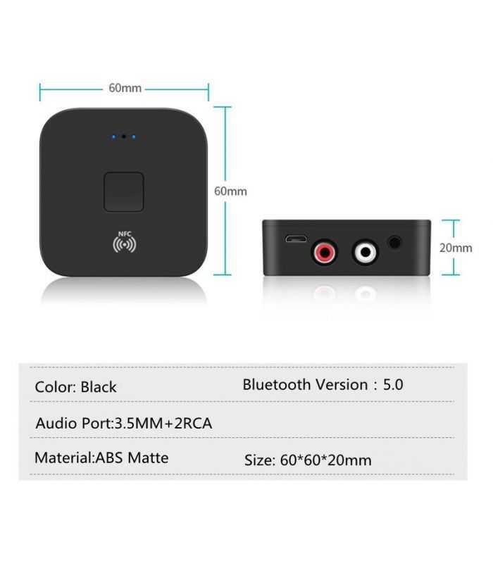 adaptor convertor audio bluetooth nfc digital toslink la analog 2x rca jack 35 mm 1