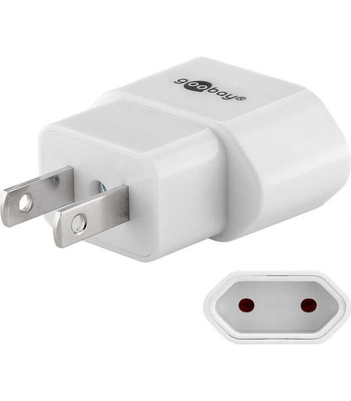 Adaptor de retea SUA Japonia la fisa Euro tip C CEE 7/16 mama 10A alb Goobay