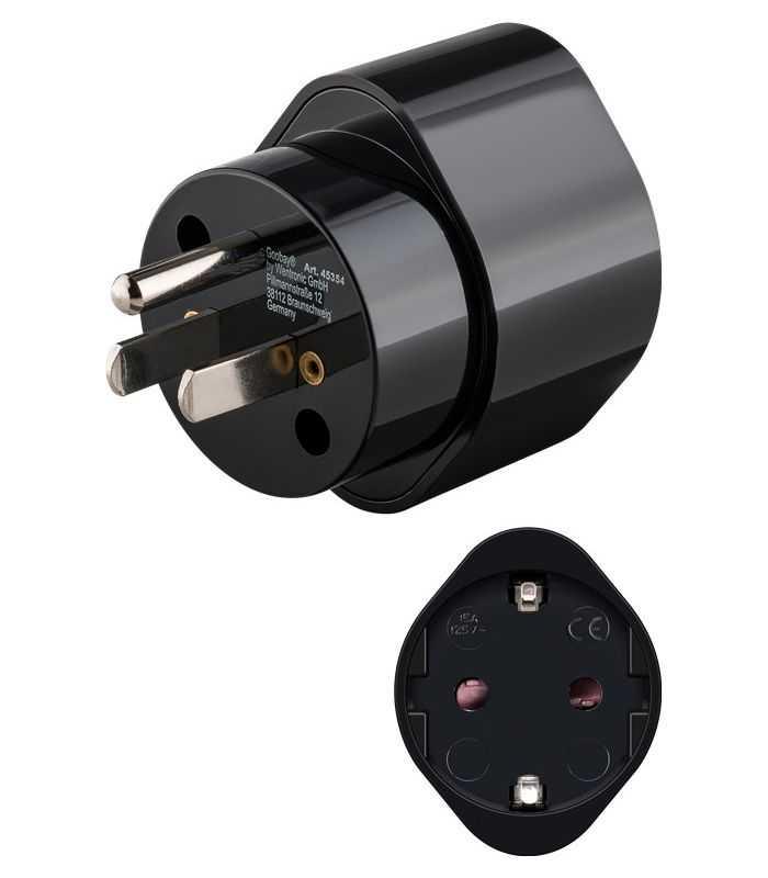 Adaptor De Retea Tata Tip B Nema 5 15 3pini Sua Japonia Mama Schuko Tip F Cee 7 3 250v 13a 3250w Negru Goobay 45354