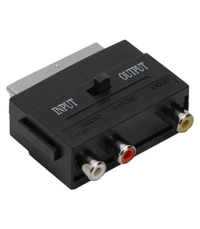 Adaptor EURO RCA soclu 3x RCA - fisa EUROSCART cu comutator IN-OUT 05161
