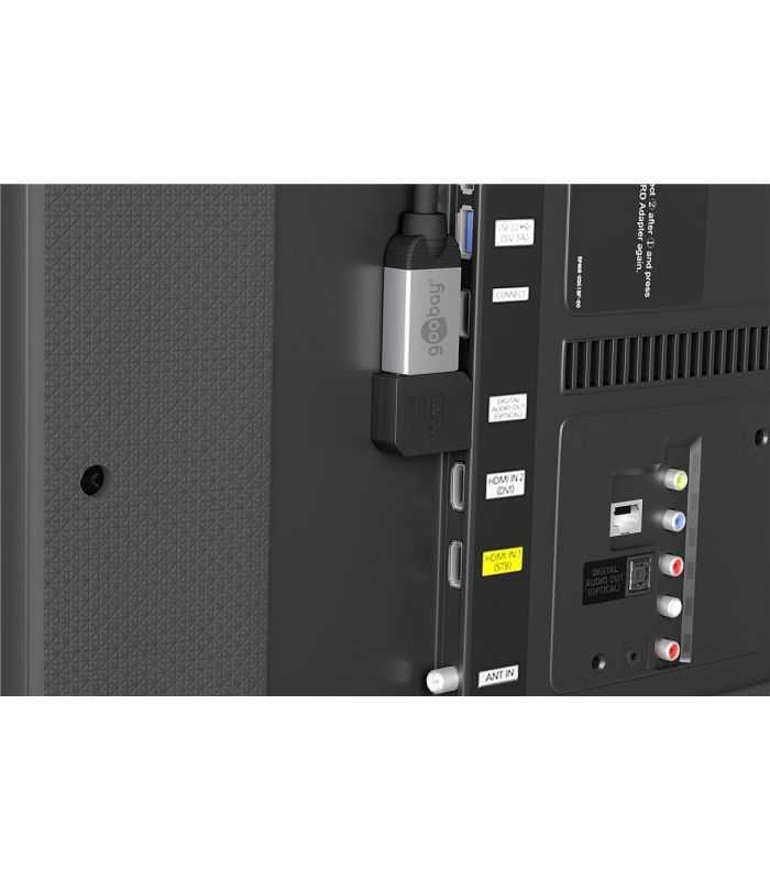 Adaptor Hdmi Mama Tata La 90 Grade 4k Ultra Hd 2160p 60hz Placat Cu Aur Negru Goobay 51724