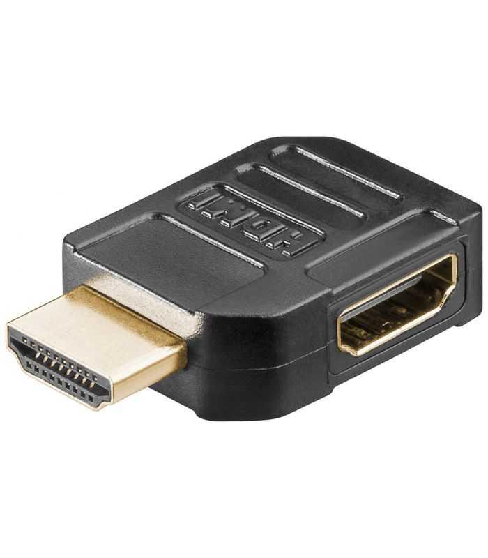 Adaptor HDMI mama-tata la 90 grade 4K Ultra HD 2160p 60Hz placat cu aur negru Goobay 51724