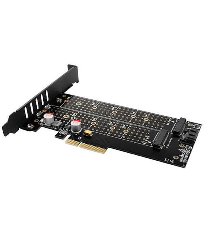 Adaptor Intern Pci E 30 4x Dual M2 Ssd Nvme Sata Voltaj Dual Suport Ssd Max 110mm Cooler Activ Axagon Pcem2 Dc