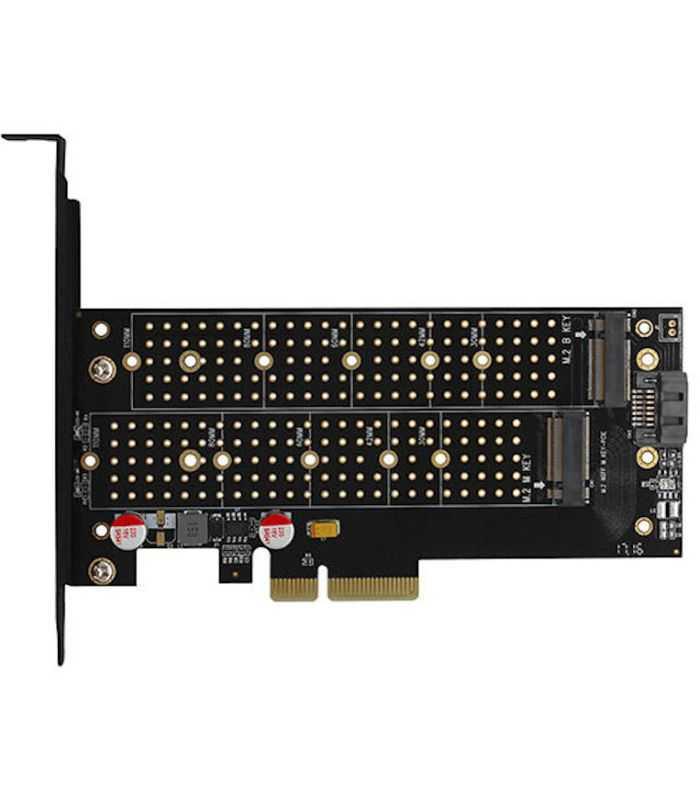 Adaptor Intern Pci E 30 4x Dual M2 Ssd Nvme Sata Voltaj Dual Suport Ssd Max 110mm Cooler Activ Axagon Pcem2 Dc