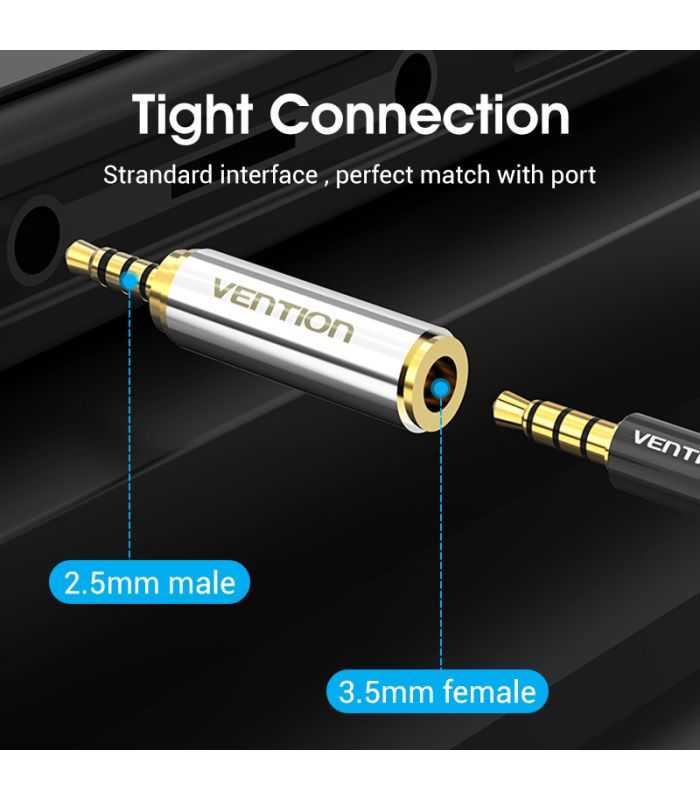 Adaptor Jack 25 Mm 4 Pin Tata Jack 35 Mm 4 Pini Mama Metal Aurit Vention Vab S02 De