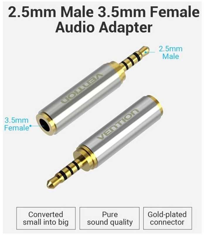 Adaptor Jack 25 Mm 4 Pin Tata Jack 35 Mm 4 Pini Mama Metal Aurit Vention Vab S02 De
