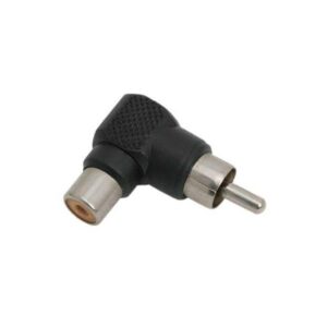 Adaptor la 90 grade RCA tata - RCA mama plastic negru