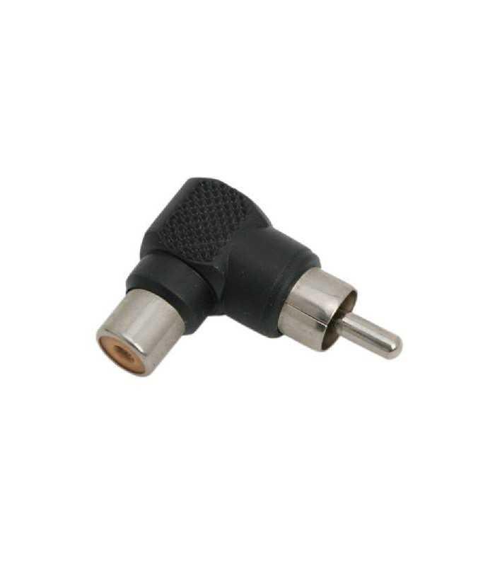 Adaptor la 90 grade RCA tata - RCA mama plastic negru