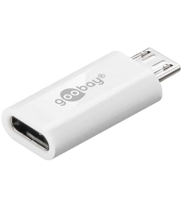 Adaptor Micro Usb Tata Usb Type C Mama Otg Hi Speed Pentru Conectarea Cablurilor De Incarcare Date Alb 55550 Goobay